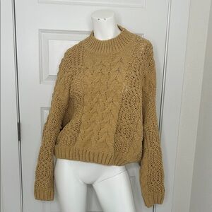 POL Cable Knit Sweater in Warm Brown